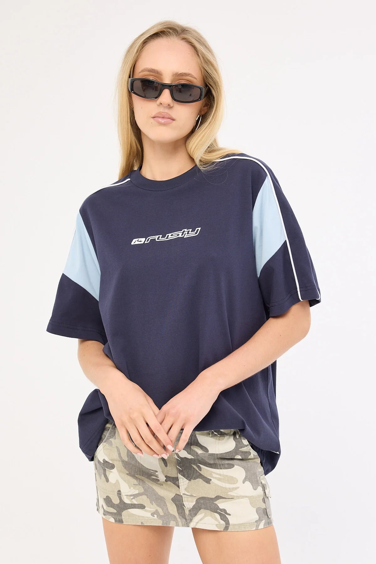Rusty New Break 220 Oversize Tee Navy Blue