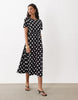 Threadbare jersey short sleeve midi dress in black and white polka dot print