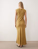 scoop neck bias cut maxi dress in olive green