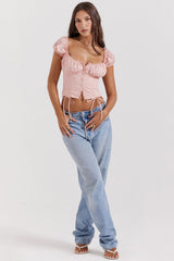 baby pink gathered top
