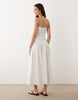 Brave Soul strapless midi dress with shirred bodice in white