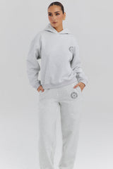 light grey marl cotton fleece-back hoodie