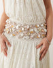 ASOS LUXE crochet maxi dress with embellished waist detail in white