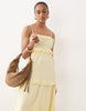 Tall lace trim tiered crinkle cami midi dress in buttermilk