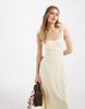 square neck seam detailing midi dress in buttermilk