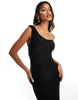 twist shoulder with lace up back maxi dress in black