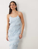 YAS lace ruffle detailing cami maxi dress in soft blue