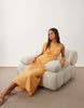 Mango asymmetric maxi dress in pastel orange