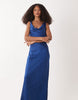 JDY cowl neck satin maxi dress in navy