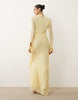 Daska chiffon high cowl neck frill detail maxi dress in lemon