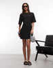 Monki contoured T-shirt mini dress in black