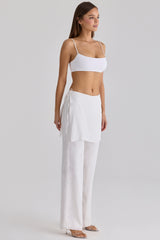 white sateen trousers with over skirt