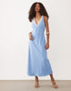 Abercrombie & Fitch v-neck lace trim midaxi slip dress in blue