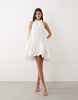 ARRANGE halter neck bubble hem mini dress in white
