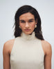 Topshop premium funnel neck dropped waist midaxi dress in natural woven stripes