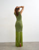 Topshop rib knit tassel trim maxi dress in green