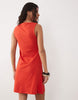 boat neck mini dress with flippy hem in red