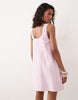 scoop neck tie front mini dress in pink