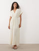 textured jersey midi swing dress in white
