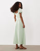 ruched front midi tea dress in sage