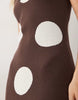 knit maxi dress in brown polka dot
