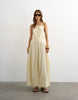 Topshop poplin square neck open back barrel cut midaxi sundress in yellow