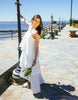 halter neck layered midaxi dress in white