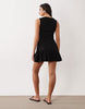 slash neck asymmetric mini vest sundress with dropped waist in black