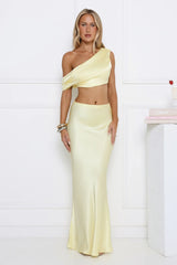 Literally Me Satin Maxi Skirt Yellow