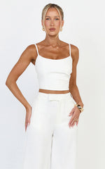 Liora Top - Pin Tucked Scoop Neck Top in White