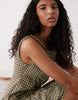 COLLUSION high neck smock mini dress in green check