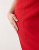 Curve scoop front racer seam detail midi dress in red