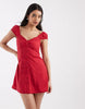 Hollister cap sleeve button up mini dress in red