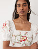 Miss Selfridge embroidered baby doll mini dress in white