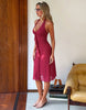 Tiger Mist x Em Venz Ash ruffle front halterneck chiffon midi dress in red