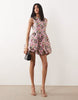 Sister Jane sweet blossom jacquard sleeveless bubble skirt mini dress in pink floral