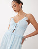 VILA tie front cami mini dress with frill trim in pastel blue