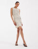 AWARE sleeveless patterned crochet mini dress in beige