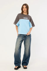 Worship Belter Panelled Box Fit Tee Willow Blue