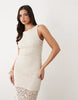 Gina Tricot knit crochet maxi dress in cream