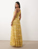 Lace & Beads one shoulder tulle maxi dress in yellow floral