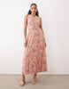 Abercrombie & Fitch tiered midaxi dress with multiway neckline in pink