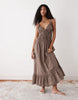 COLLUSION channel detail cami maxi dress in brown check