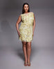 ASOS LUXE Curve embellished 3D floral lace mini dress with drop faux pearls in yellow