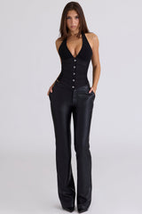 black satin waist cinch corset top