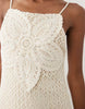 Mango cotton rich knit halterneck mini dress with statement flower in beige