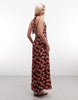 Susmie's halterneck flowing maxi dress in pink floral