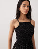 Esmée shirred beach maxi dress in black & white polka dots