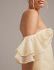 bridesmaids bardot ruffle chiffon maxi dress in yellow