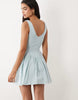 corset waist mini dress in pastel blue